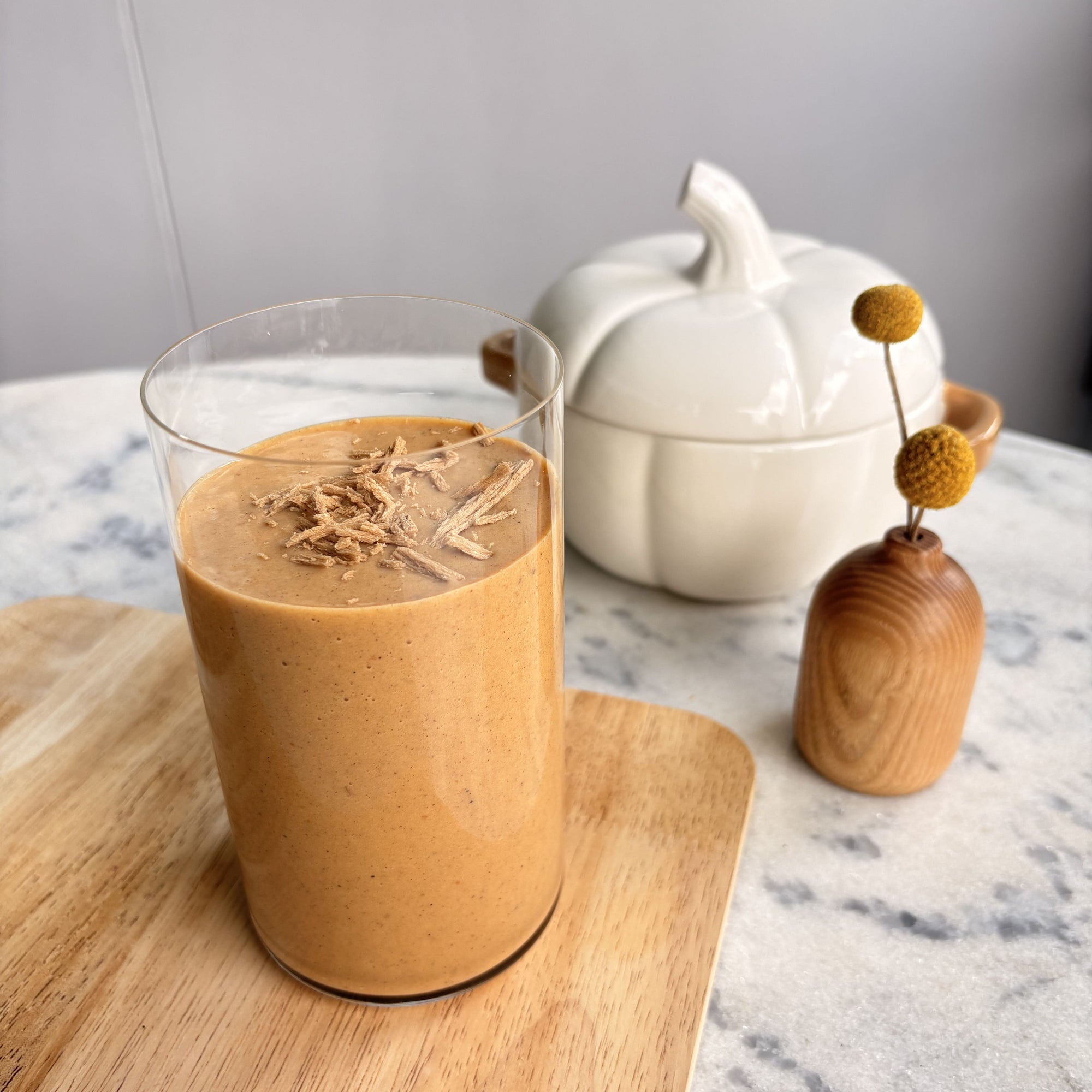 Pumpkin banana smoothie in a glass